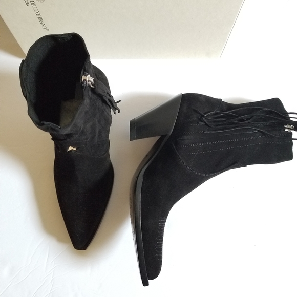 Golden Goose Suede Leather Fringe Limited Handmade Cowboy Boots Black Si… - Picture 5 of 11